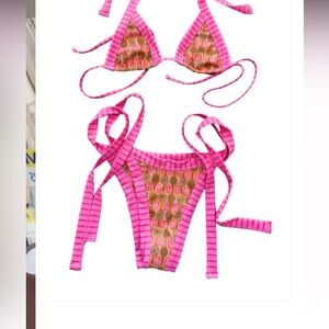 Strawberry Milk Mob Pink and Brown Bikini